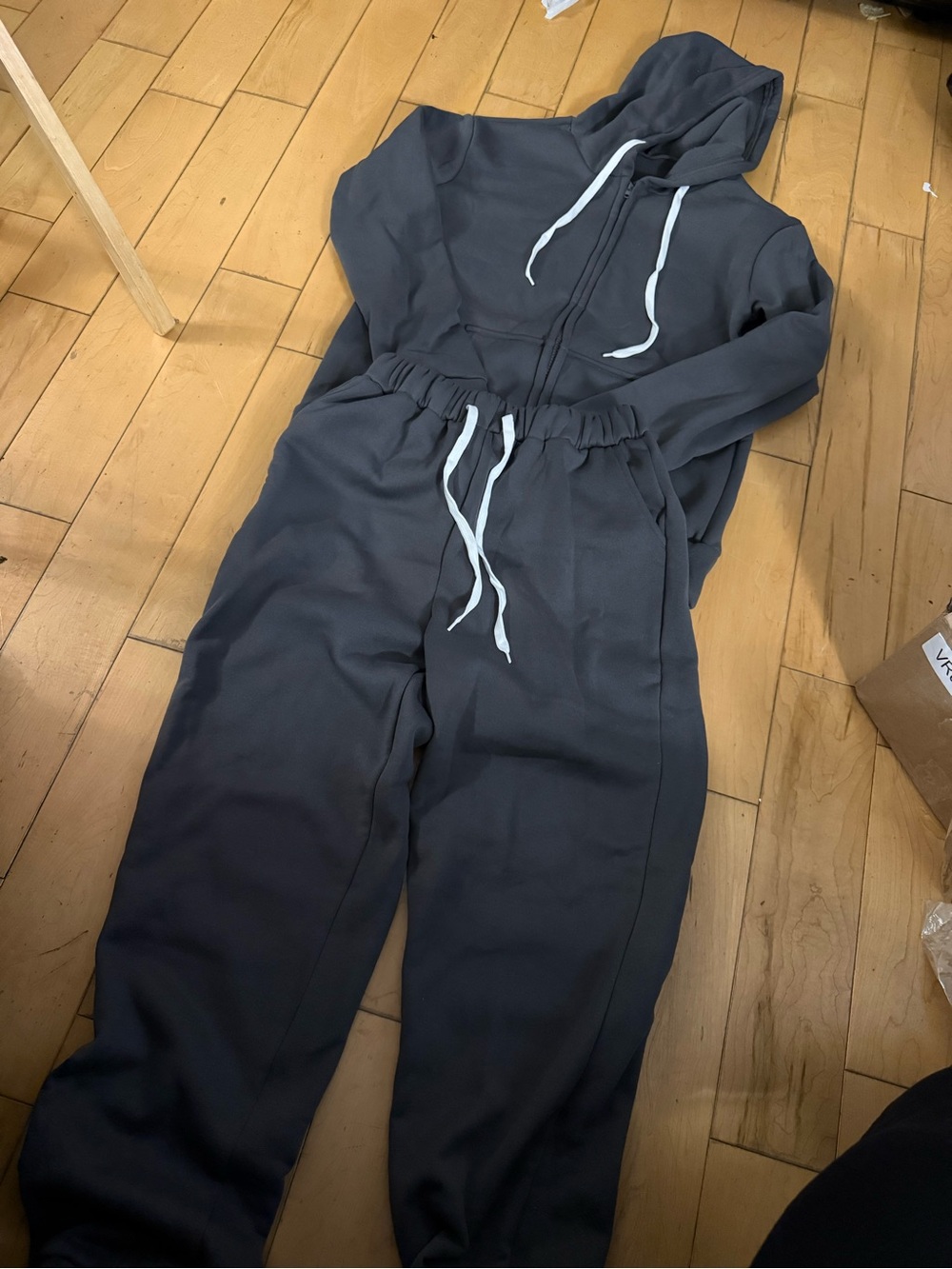 Women's Charcoal Hooded Jumpsuit with Drawstring